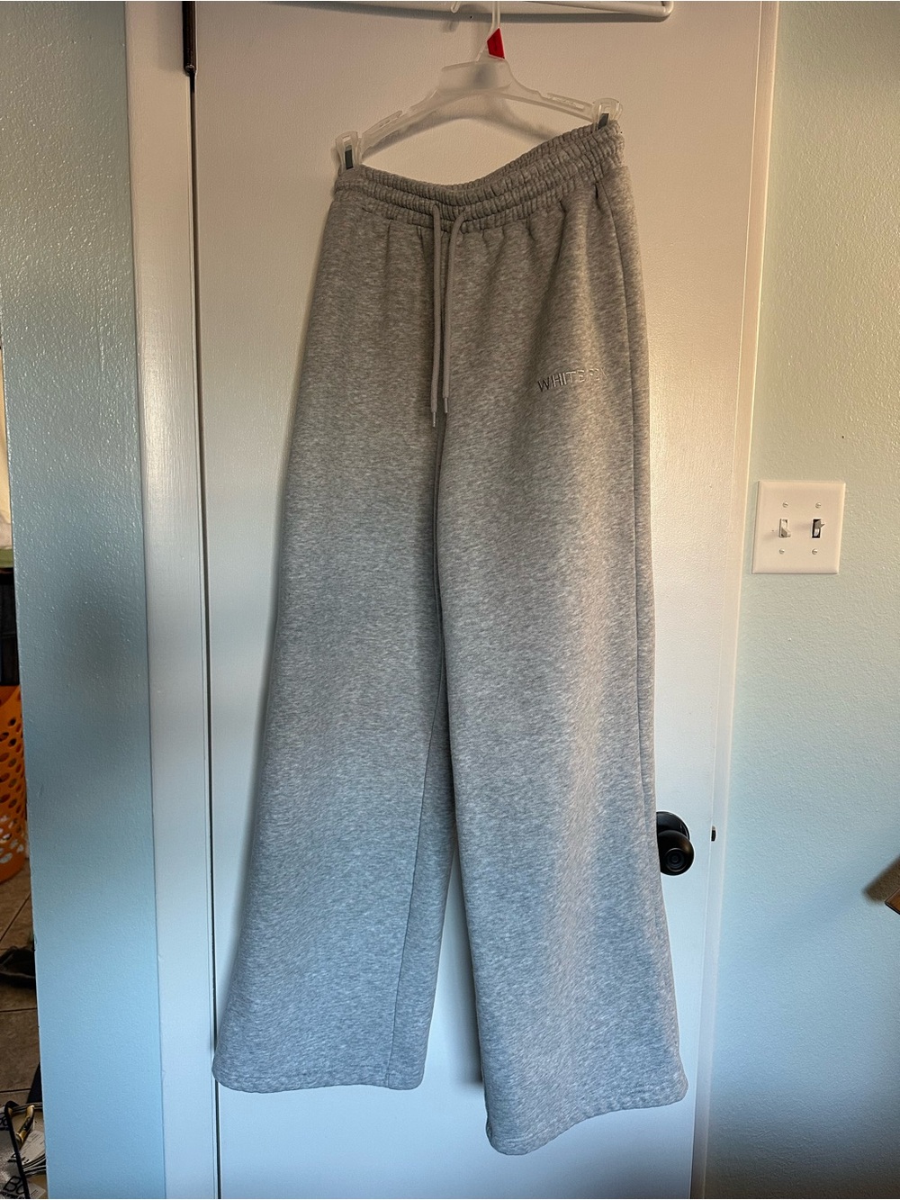 White Fox Boutique Gray High-Waist Straight Leg Drawstring Sweatpants - Picture 3 of 6